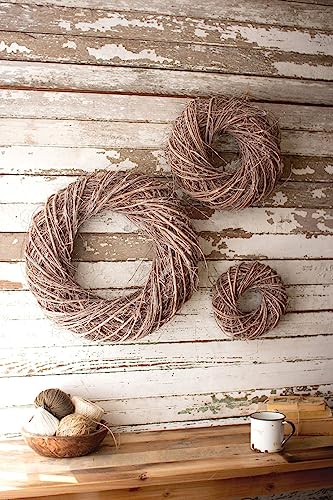 KALALOU CLUX1203 Vine Christmas Wreaths, Set of 3, Grey