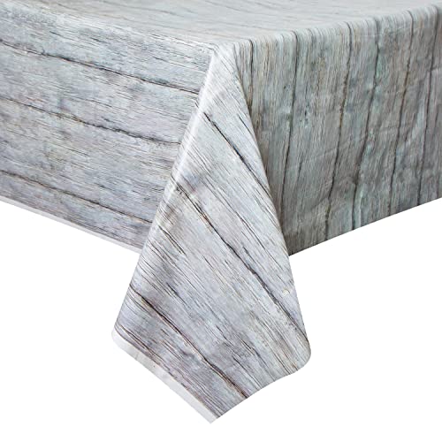 Unique Industries Rustic Wood Plastic Tablecloth, 108" x 54"