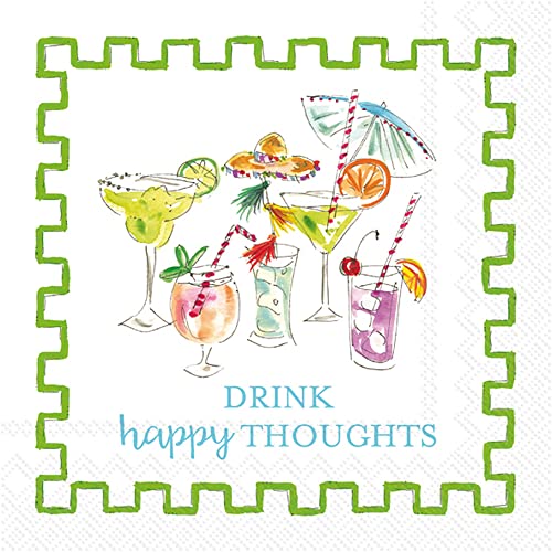 Boston International IHR Ideal Home Range 3-Ply Paper Napkins Rosanne Beck Collections, 20-Count Cocktail Size, Happy Thoughts