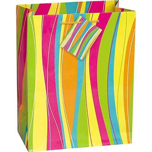 Unique Industries Multicolor Assorted Glossy Gift Bags - Medium, 3 Pcs.