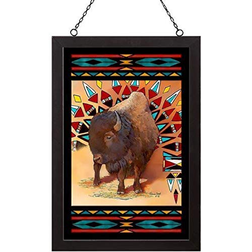 Wild Wings(MN) Wild Wings 5386498047 Stained Glass Art, 20-inch Height (Tanazin Bison)