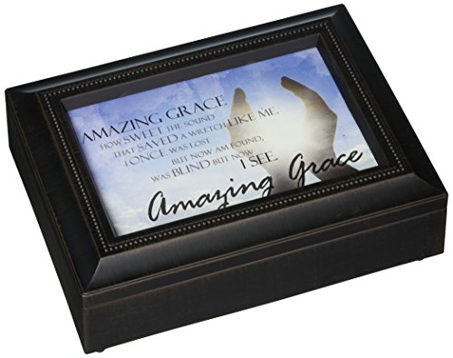 Carson Home Accents 17991 Amazing Grace Rectangle Music Box, 8-Inch by 6-Inch by 2-3/4-Inch