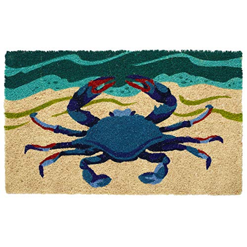 Larry Traverso Oceanside Crab 100% Coir Doormat, 18 x 30 inches, Naturally Durable, PVC-Backing, Sustainable