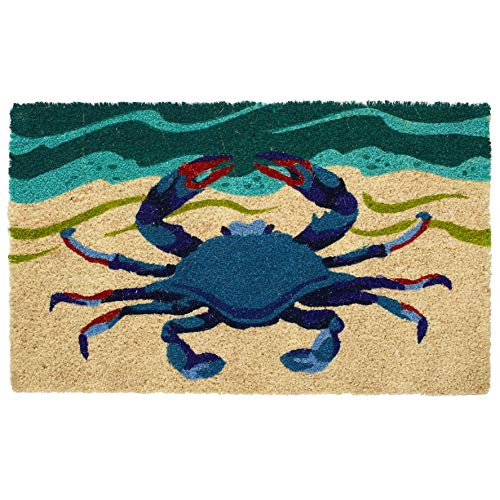 Larry Traverso Oceanside Crab 100% Coir Doormat, 18 x 30 inches, Naturally Durable, PVC-Backing, Sustainable