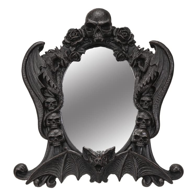 Pacific Trading Nosferatu Rose Skull Dragon Bat Mirror Wall Resin Figurine
