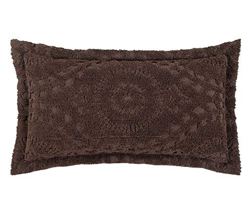 Better Trends Rio Collection is Super Soft and Light Weight in Floral Design 100 Percent Cotton Tufted Unique Luxurious Machine Washable Tumble Dry, King Sham, Chocolate
