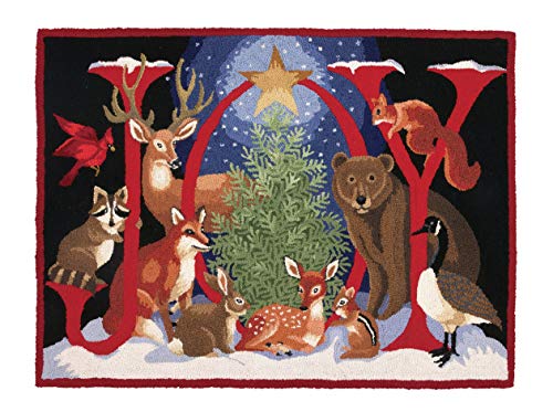 Peking Handicraft 31SSX145C47 Joy Animals Holiday Hook Rug, 47-inch Length, Wool and Cotton