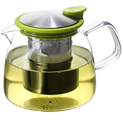 Forlife Bell Glass Teapot with Basket Infuser, 24-Ounce/730ml, Lime