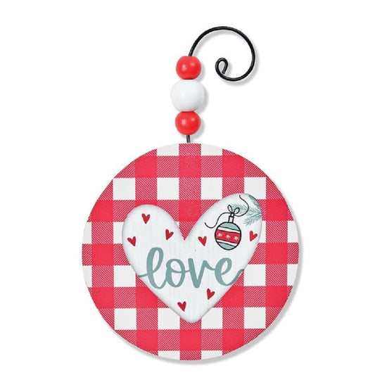 Blossom Bucket Round Love Wooden Christmas Ornament with Beads