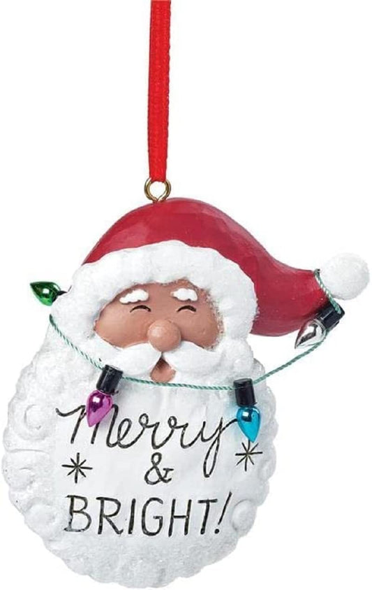 Blossom Bucket Merry and Bright Santa Christmas Ornament