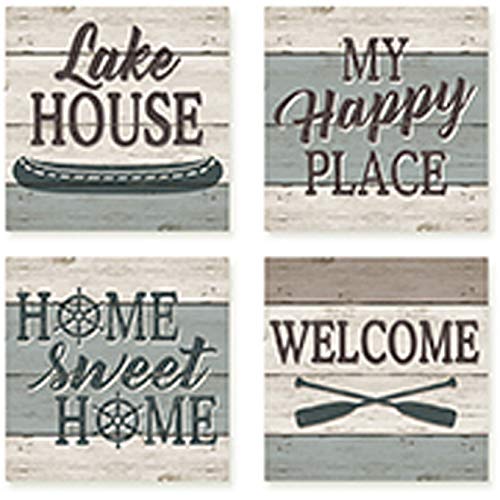 Carson Wooden Lake Square House Coaster Set of 4