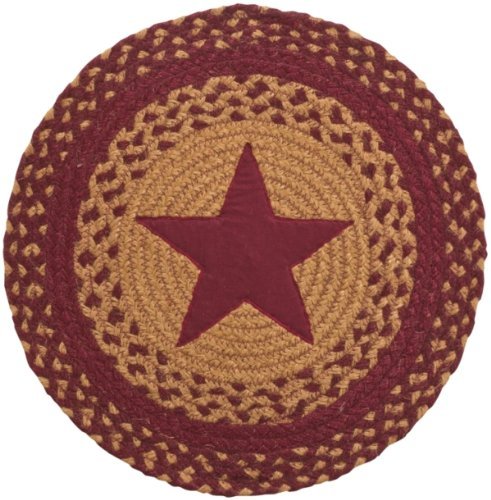 IHF Home Decor Star Wine Braided Rug 20" x 30" to 8'x10' Oval Accent Floor Carpet Natural Jute Material Doormat | Wine, Tan Woven Collection (Table Accents)