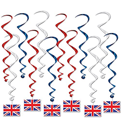 Beistle British Flag Hanging Swirls (12 Pcs) - 1 Pack