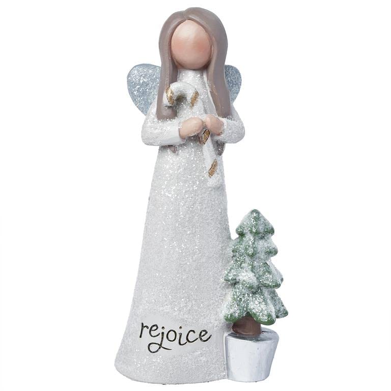 Blossom Bucket Rejoice Christmas Angel with Candy Cane and Tree