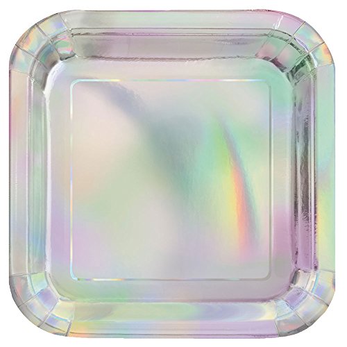 Unique Industries Iridescent Square Dinner Party Plates, 8 Ct.