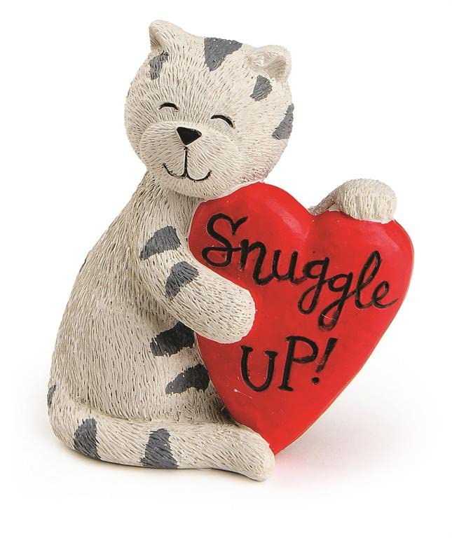 Blossom Bucket 228-13522 Snuggle Up Cat with Red Heart Figurine, 3-inch Height