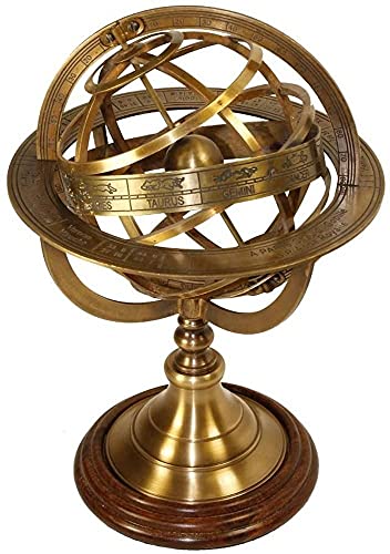 Nagina International RedSkyTrader Brass Antique Finish Armillary Celestial Globe with Zodiac Engravings