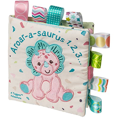 Mary Meyer Taggies Soft Cloth Book with Crinkle Paper & Squeaker, 6 x 6-Inches, Aroar-a-Saurus