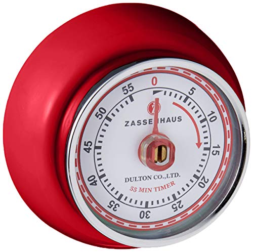 Frieling Zassenhaus Magnetic Retro Kitchen Timer, Classic Mechanical Cooking Timer (Red)