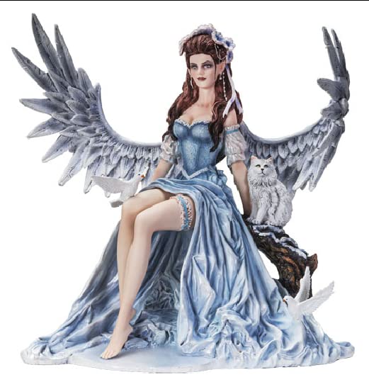 Pacific Trading Giftware Winter Angel Fairy with Dove and Fox Companions in Pale Blue Snow Gown Statue 11‚Äö√Ñ√π Tall