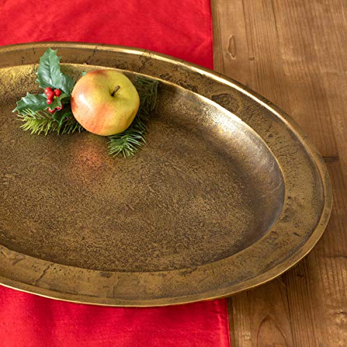 Park Hill Collection EAW06025 Cast Aluminum Oval Candle Tray, 24-inch Length