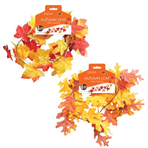 Beistle Autumn Leaf Garlands, 6', Pack of 2