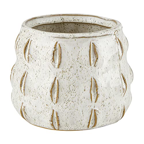 47th & Main Ceramic Planter Pot, 3" Tall, White Textured