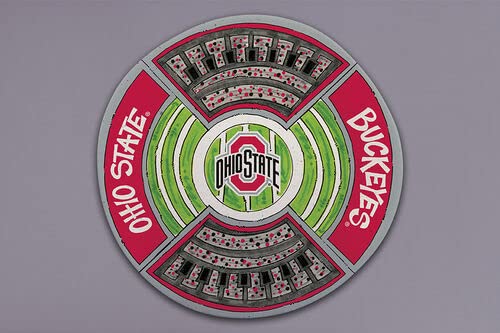 Magnolia Lane Ohio State Round Stadium Platter, 13.5-inch Diameter, Melamine, Kitchen Accessories