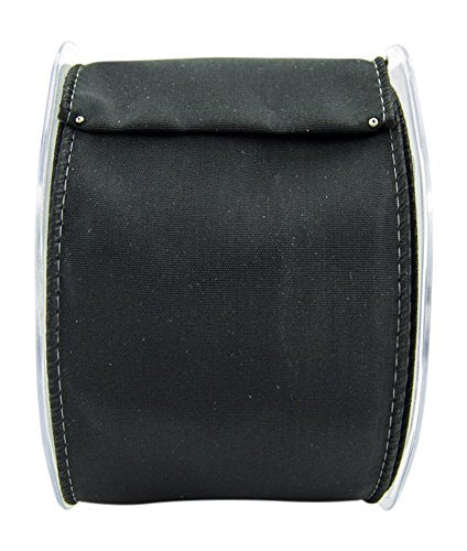 Ribbon Bazaar Wired Iridescent Taffeta 3-1/2 inch Black (Same Color Edge) 10 Yards 100% Acetate Ribbon