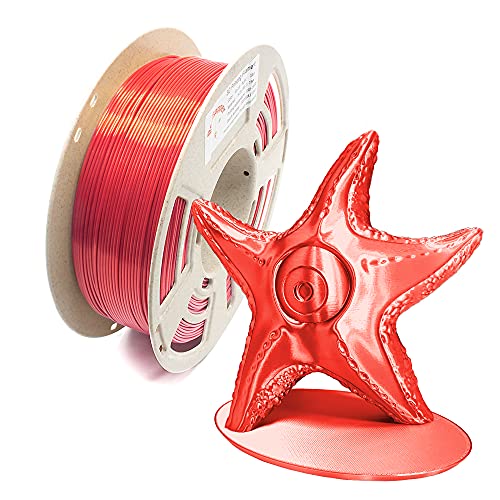 RepRapper Red Silk PLA Filament for 3D Printer & 3D Pen 1.75 mm (+-0.03 mm) 2.2 lbs (1 kg), Silky Shiny Shine 3D Printing Materials