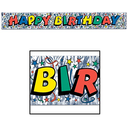 Beistle Metallic Happy Birthday Fringe Banner Party Accessory (1 count) (1/Pkg)