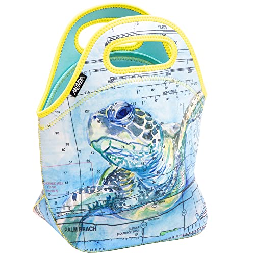 ARTOVIDA Artists Collective Insulated Neoprene Lunch Bag | Washable Soft Lunch Tote for School and Work - Design by Carly Mejeur (USA) "Loggerhead Sea Turtle" - Classic