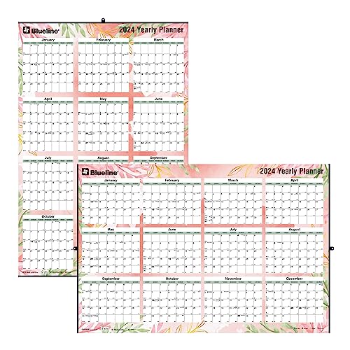 Rediform Blueline Yearly Horizontal/Vertical Wall Planner, Laminated, Tropical