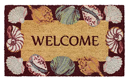 Larry Traverso Seashell 100% Coir Doormat, 18 x 30 inches, Naturally Durable, PVC-Backing, Sustainable