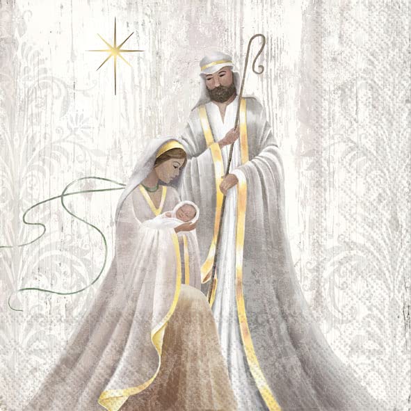 IHR Ideal Home Range Party Disposable 3-Ply Paper Lunch Napkins, 6.5" x 6.5", Holy Family