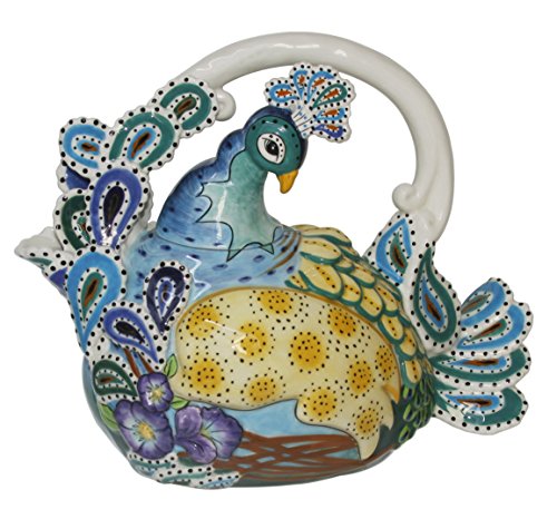 Blue Sky Clayworks Clayworks Peacock Teapot, 10.5 x 6 x 9", Blue
