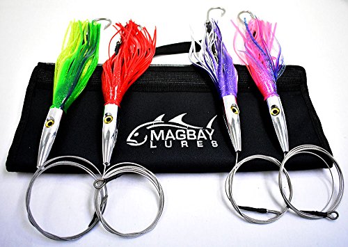 MagBay Lures Torpedo Speed Wahoo Trolling Set with Lure Bag + Wire and Cable Rigged Wahoo Lures