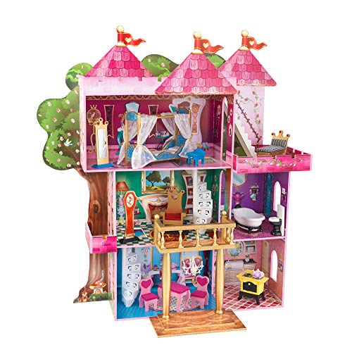 KidKraft Storybook Mansion Three-Story Wooden Dollhouse for 12" Dolls with 14Piece Accessories