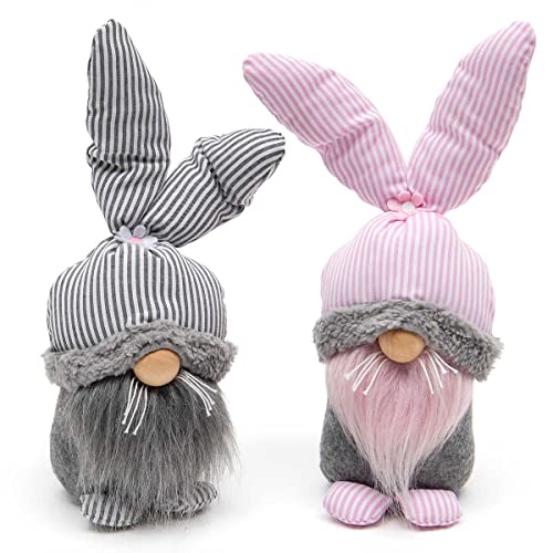 MeraVic Feet, Bunny Tail, Wired Ears, and Whiskers Pink/Grey, Set of 2, 12.5 Inches, Easter