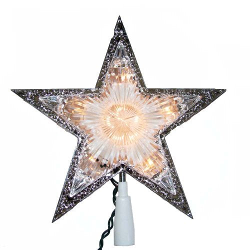 Kurt Adler 10-Light Laser Star Christmas Treetop, Clear