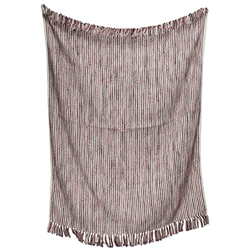 Foreside Home & Garden Purple Woven 50 x 60 Cotton and Acrylic Throw Blanket with Hand Tied Fringe