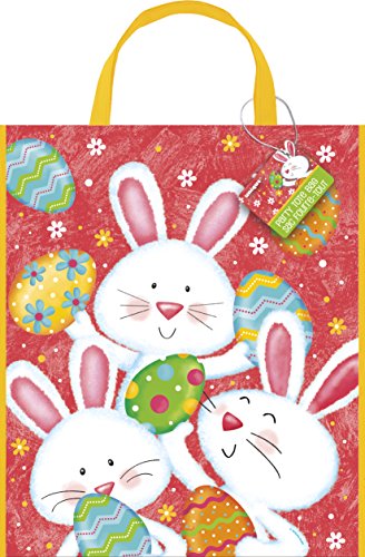 Unique Industries Large Plastic Happy Easter Bunny Goodie Bag, 13" x 11"
