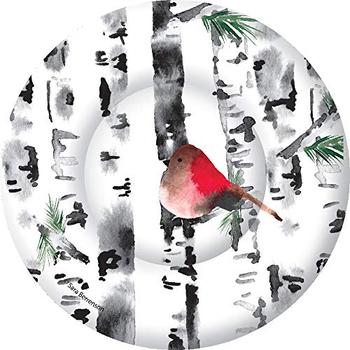 Boston International IHR Round Dessert Paper Plates, 8-Count, 8-Inches, Bird In Birch