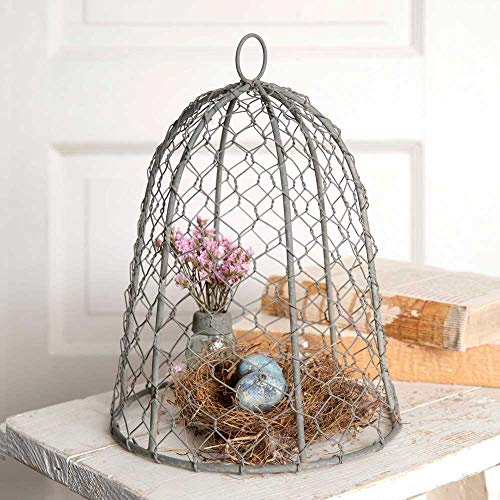 CTW Colonial Tin Works 840045T Chicken Wire 10" Cloche Metal Rustic Farmhouse Gray