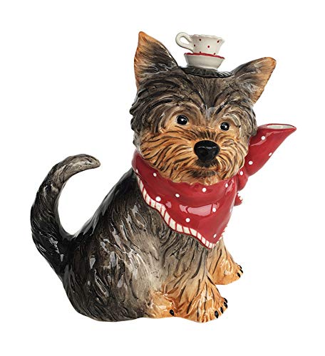 Blue Sky Clayworks 18186 Ruby Yorkshire Terrier Puppy Dog Figural Ceramic Teapot 8.5" L