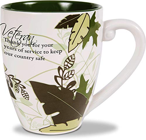 Pavilion Gift Company Veteran-Green Leaf Patterned Coffee Mug 20 oz Cup