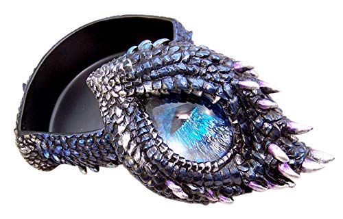 Unicorn Studio Purple and Blue Thorny Scale Dragon Eye Jewelry Trinket Box, 5 Inch