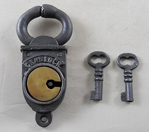 Upper Deck Antique Style Crab Lock Padlock with 2 Skeleton Keys