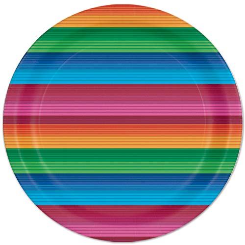 Beistle Multicolor Fiesta Round Plates, 7" - 8 Pcs.