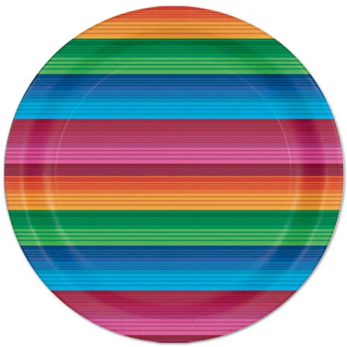 Beistle Multicolor Fiesta Round Plates, 7" - 8 Pcs.